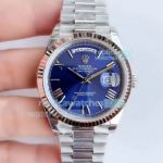 2021 New Swiss ETA3255 Noob Rolex Day-Date 41mm Watch SS Blue Dial